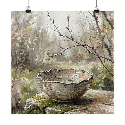 Japandi Ceramic Bowl in Overcast | Minimal Line Wall Art Print