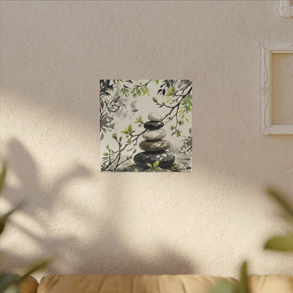 Spring River Stones Japanese Pattern Canvas Art | Elegant Decor