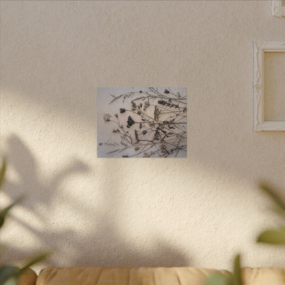Elegant Dried Flowers Canvas Art - Japanese Pattern Japandi