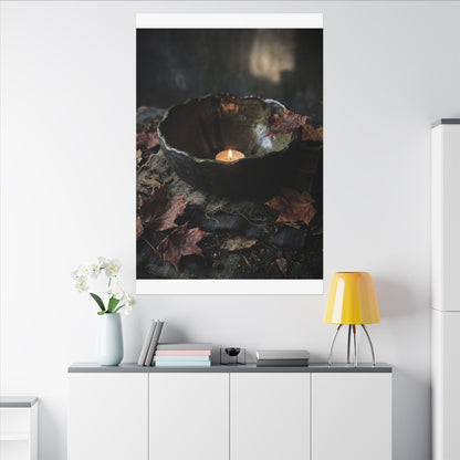 Candlelight Ceramic Bowl Canvas Art - Dark Japandi Kanso