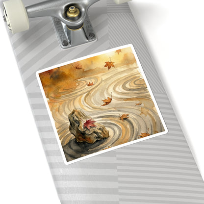 Rock Garden Watercolor Sticker | Warm Japandi Art