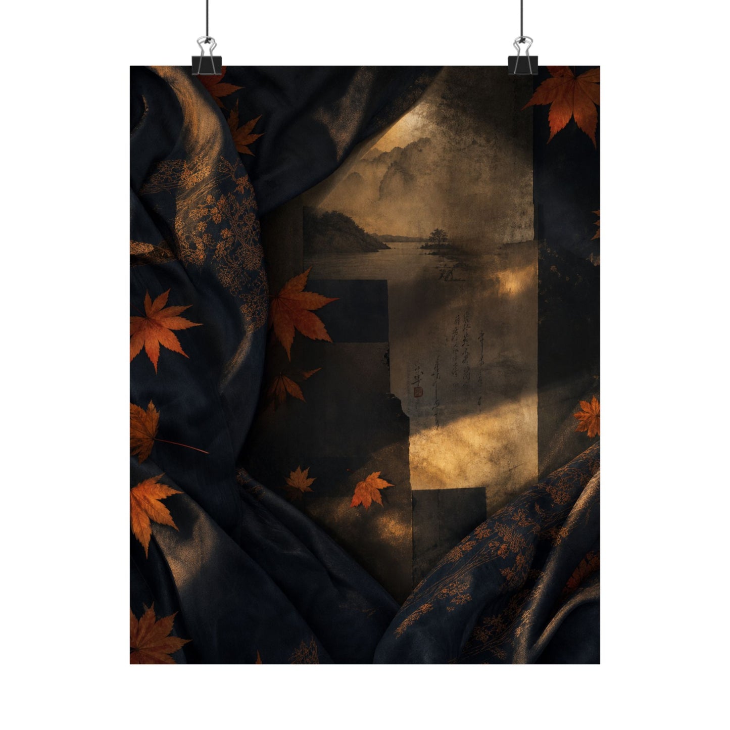 Autumn Silk Drape Shadow Zen Wall Art Print | Moody Decor