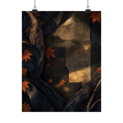 Autumn Silk Drape Shadow Zen Wall Art Print | Moody Decor