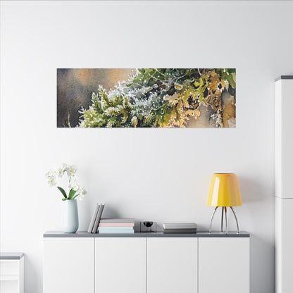 Winter Moss Close Up Watercolor Canvas Art | Neutral Decor