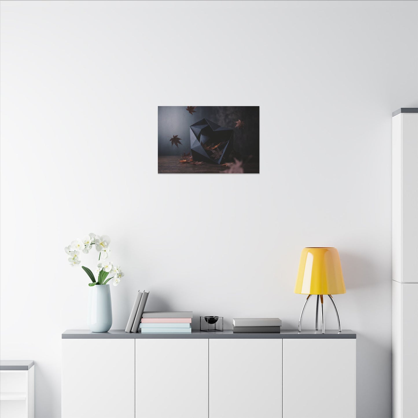 Dark Japandi Paper Fold in Dawn | Shadow Zen Canvas Art