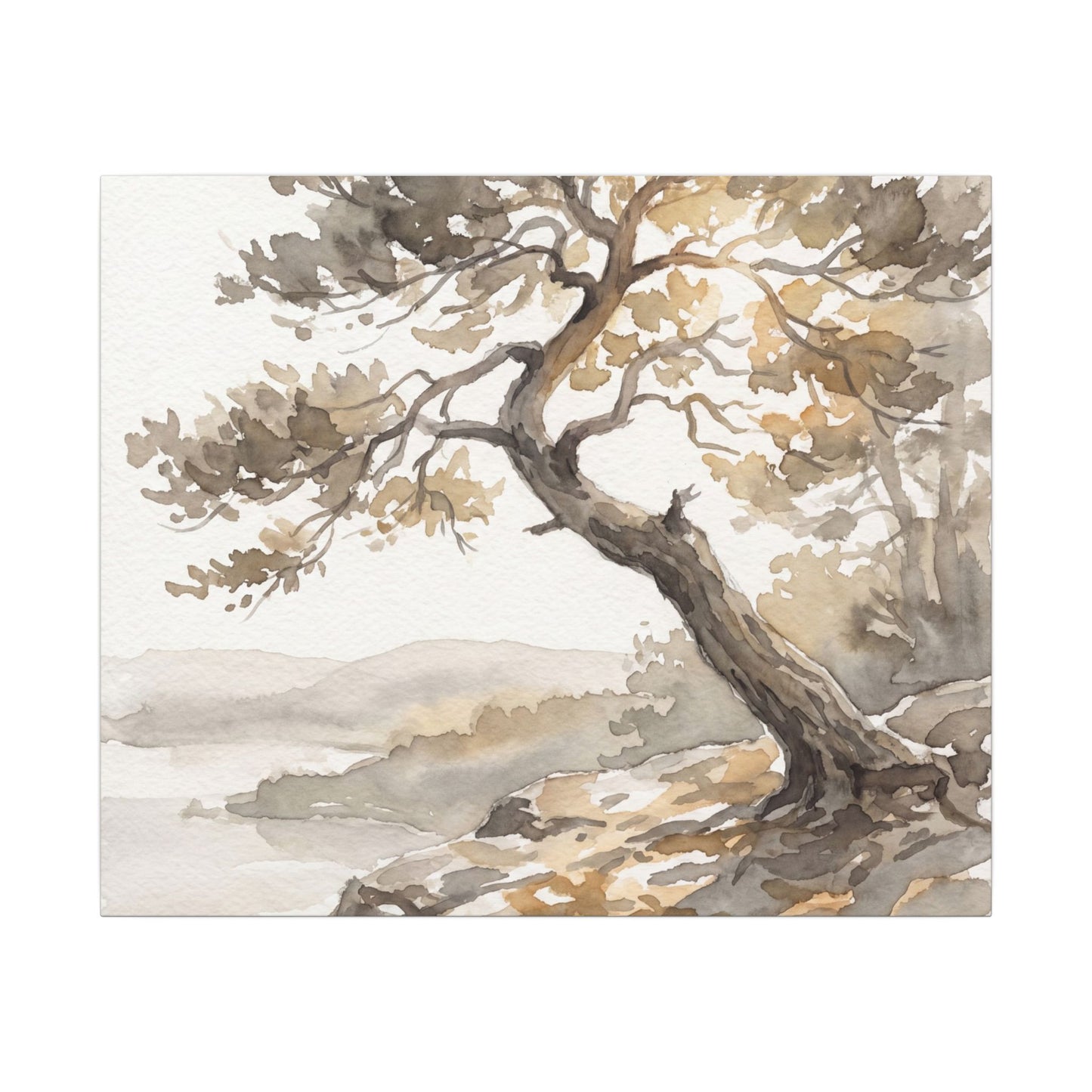 Pine Tree Watercolor Canvas Art | Elegant Japandi Art