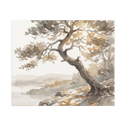Pine Tree Watercolor Canvas Art | Elegant Japandi Art