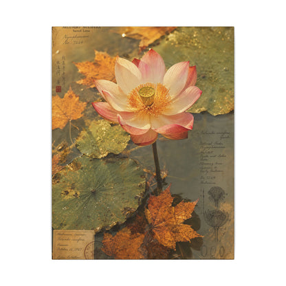 Autumn Lotus Flower Herbarium Canvas Art | Rustic Decor
