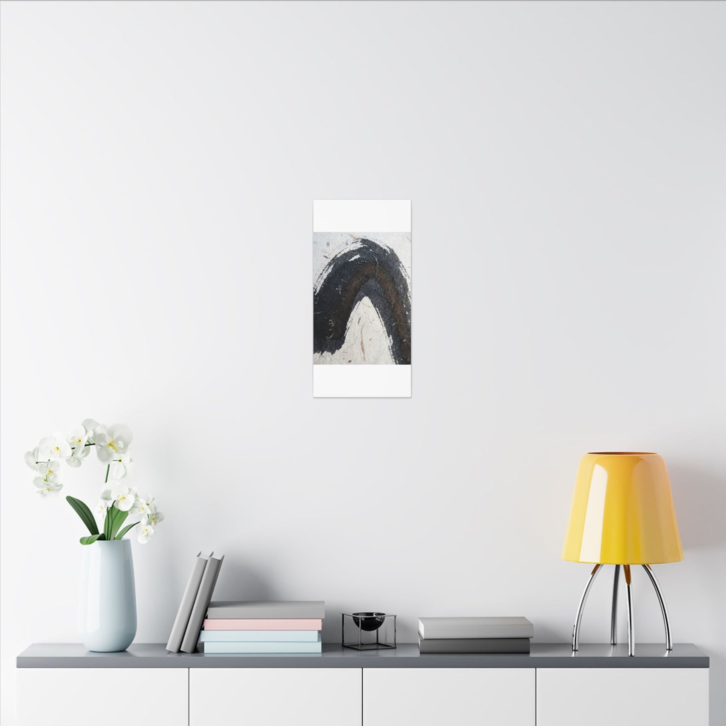 Moody Ink Brushstroke Canvas Art - Moody Minimal Dark Japandi