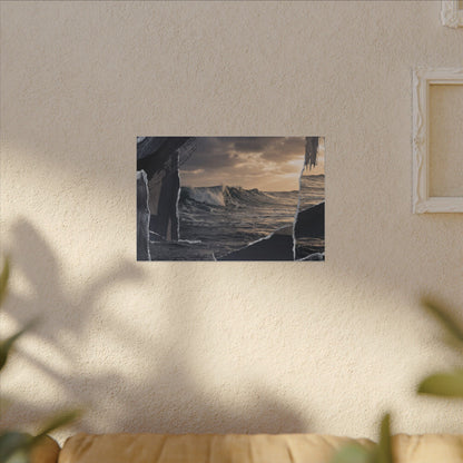 Fukinsei Ocean Wave Canvas Art - Dark Japandi Shadow Zen