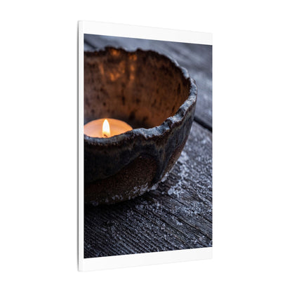 Atmospheric Ceramic Bowl Canvas Art - Moody Minimal Dark Japandi
