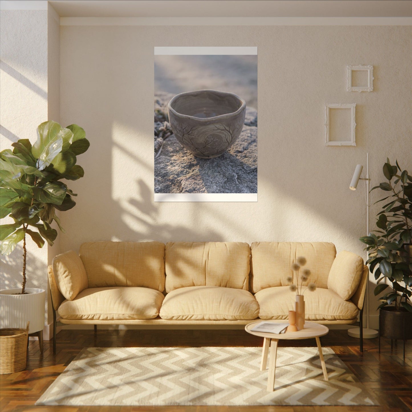 Seijaku Ceramic Bowl Canvas Art - Japandi Japanese Pattern