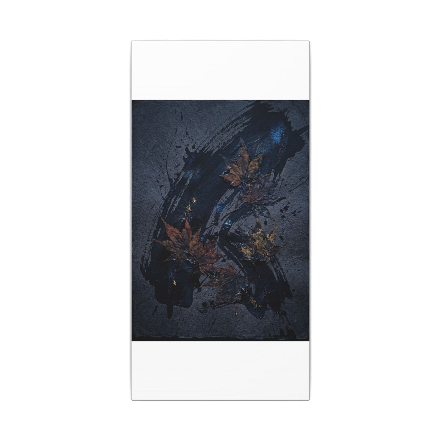 Sophisticated Ink Brushstroke Canvas Art - Dark Texture Dark Japandi