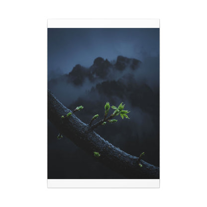 Moonlight Mountain Mist Canvas Art - Dark Japandi Kanso