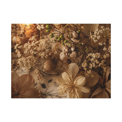 Spring Dried Flowers Japanese Pattern Canvas Art | Earthy Decor