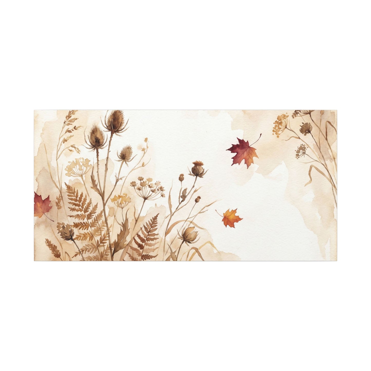 Dried Flowers Canvas Art | Autumn Japandi Watercolor Art