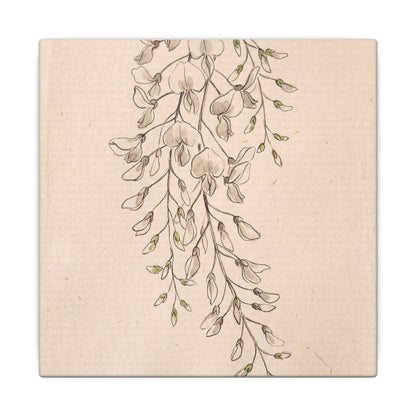 Japandi Wisteria in Golden Hour | Minimal Line Canvas Art