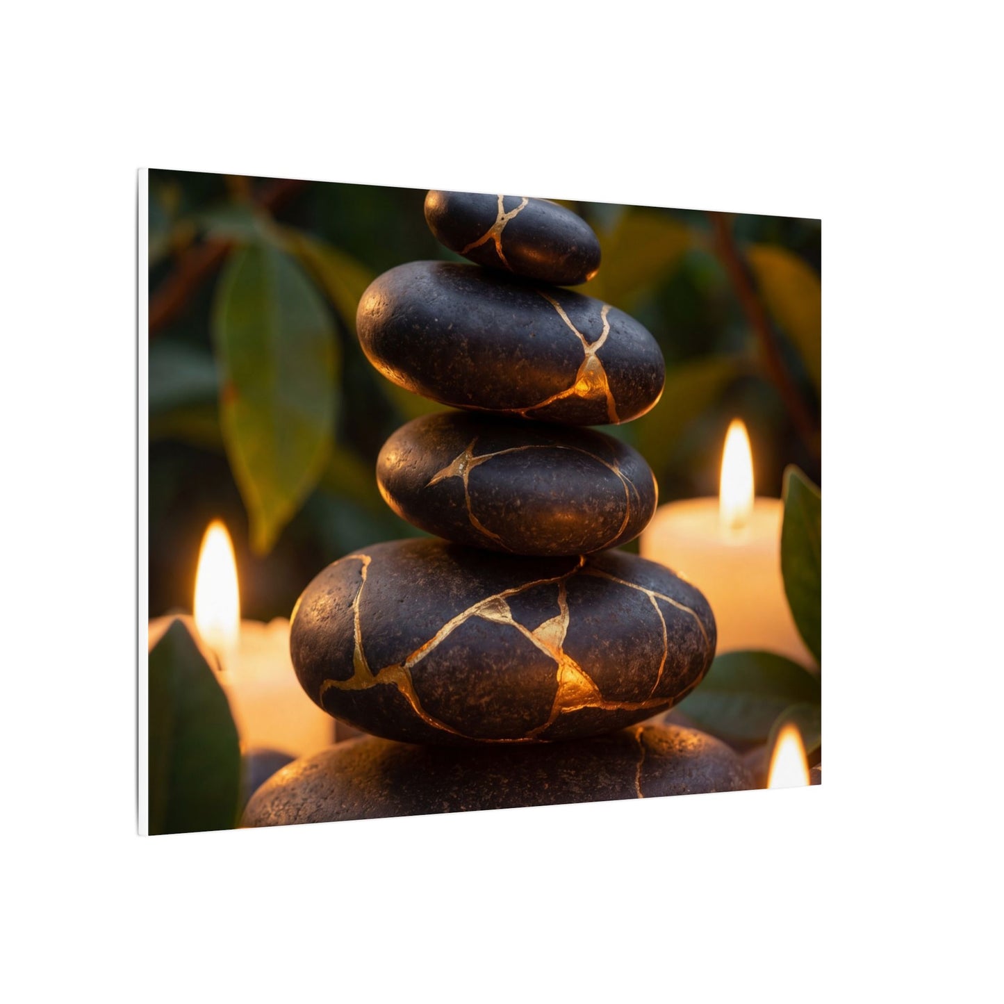 Summer River Stones Gold Vein Canvas Art | Philosophical Decor
