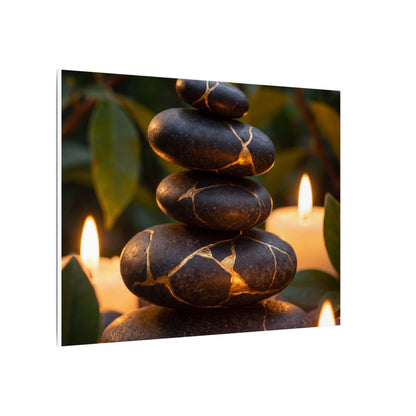 Summer River Stones Gold Vein Canvas Art | Philosophical Decor