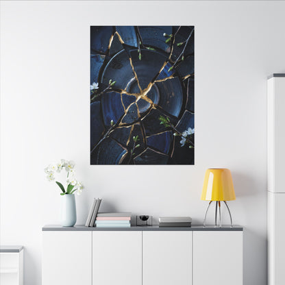 Moonlight Broken Pottery Canvas Art - Kintsugi Fukinsei