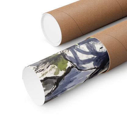 Zen River Stones in Dappled | Sumi E Wall Art Print