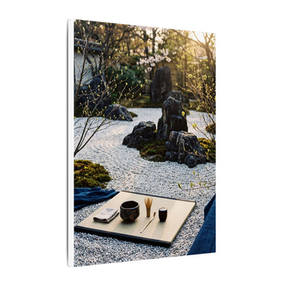 Zen Tea Ceremony in Golden Hour | Karesansui Canvas Art