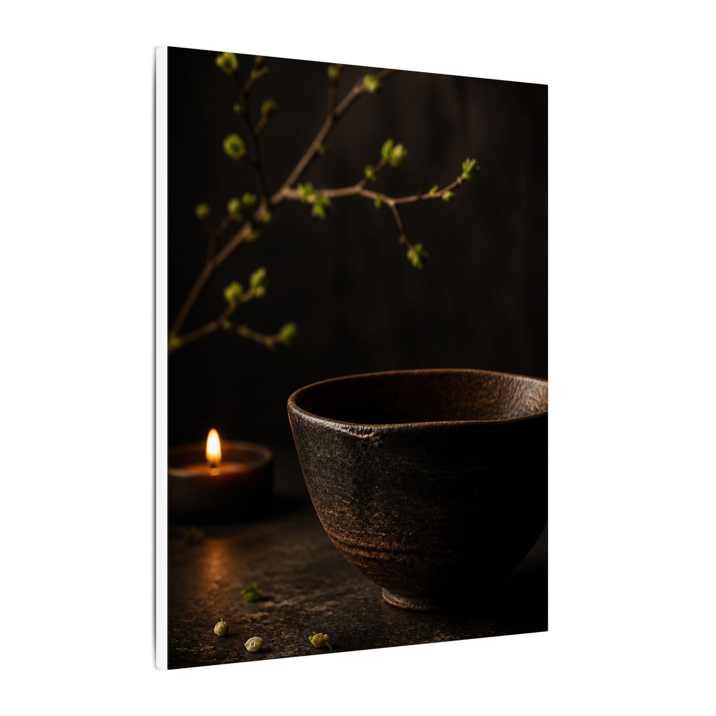 Moody Ceramic Bowl Canvas Art - Shadow Zen Dark Japandi