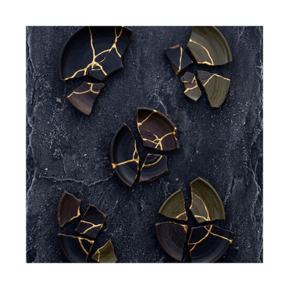 Moody Broken Pottery Wall Art Print - Shadow Zen Dark Japandi