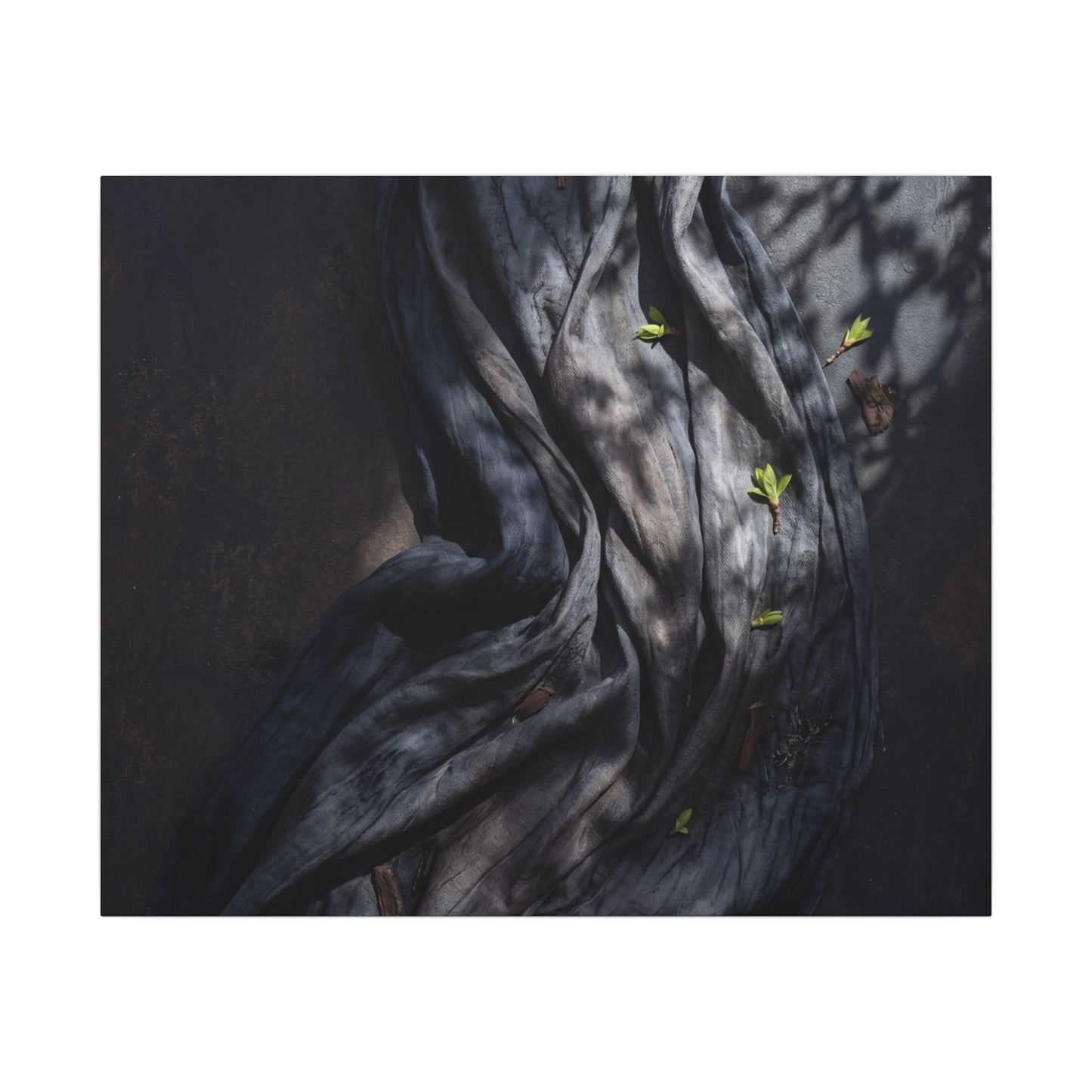 Seijaku Silk Drape Canvas Art - Dark Japandi Dark Texture