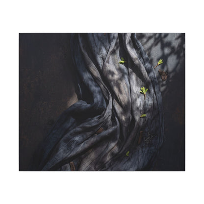 Seijaku Silk Drape Canvas Art - Dark Japandi Dark Texture