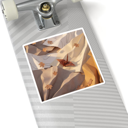 Earthy Paper Fold Sticker - Minimal Line Japandi Art Print