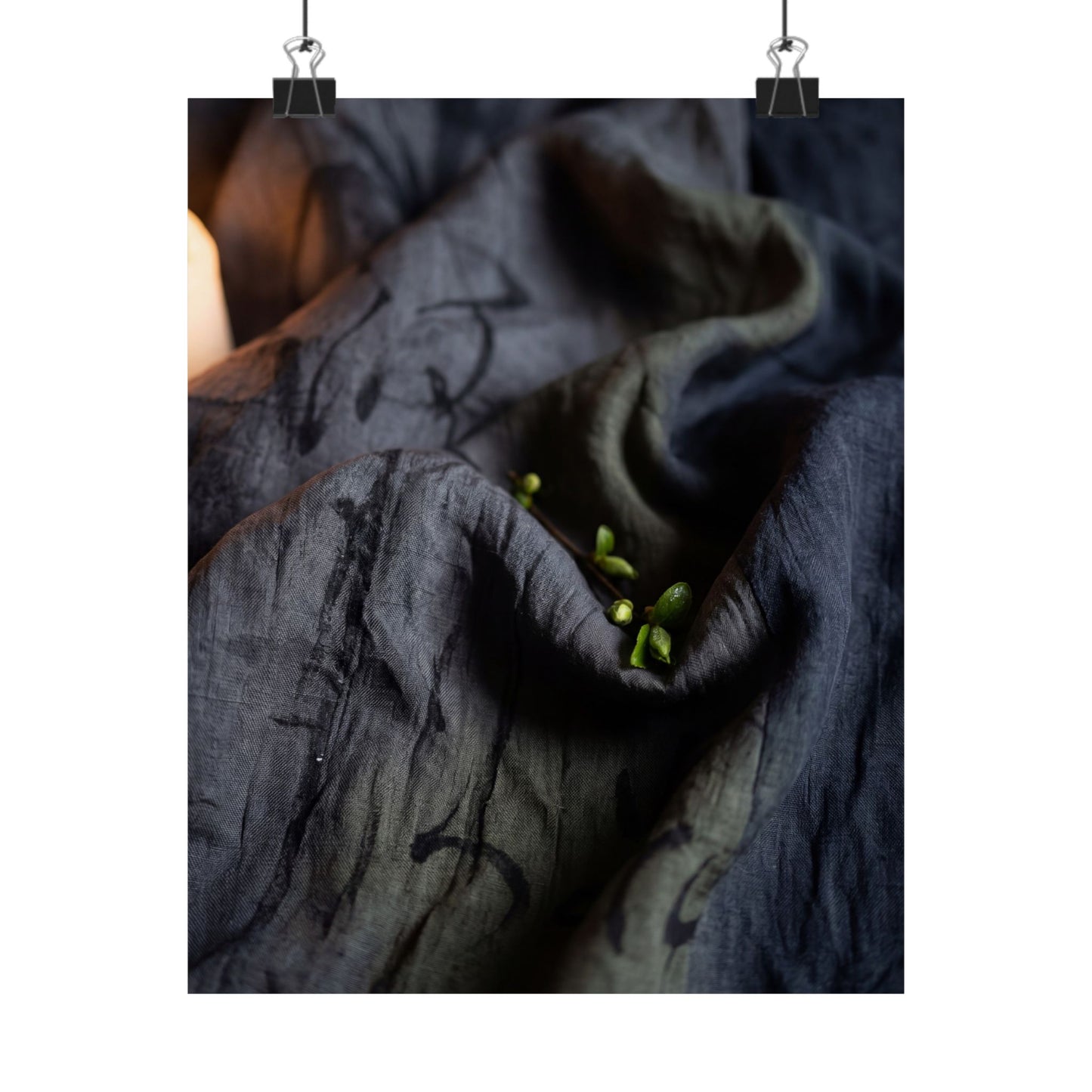 Spring Silk Drape Charcoal Ink Wall Art Print | Bold Decor