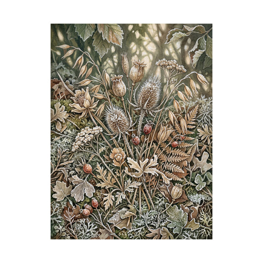 Dried Flowers Forest Whimsy Wall Art Print | Nostalgic Cottagecore Art Art Print