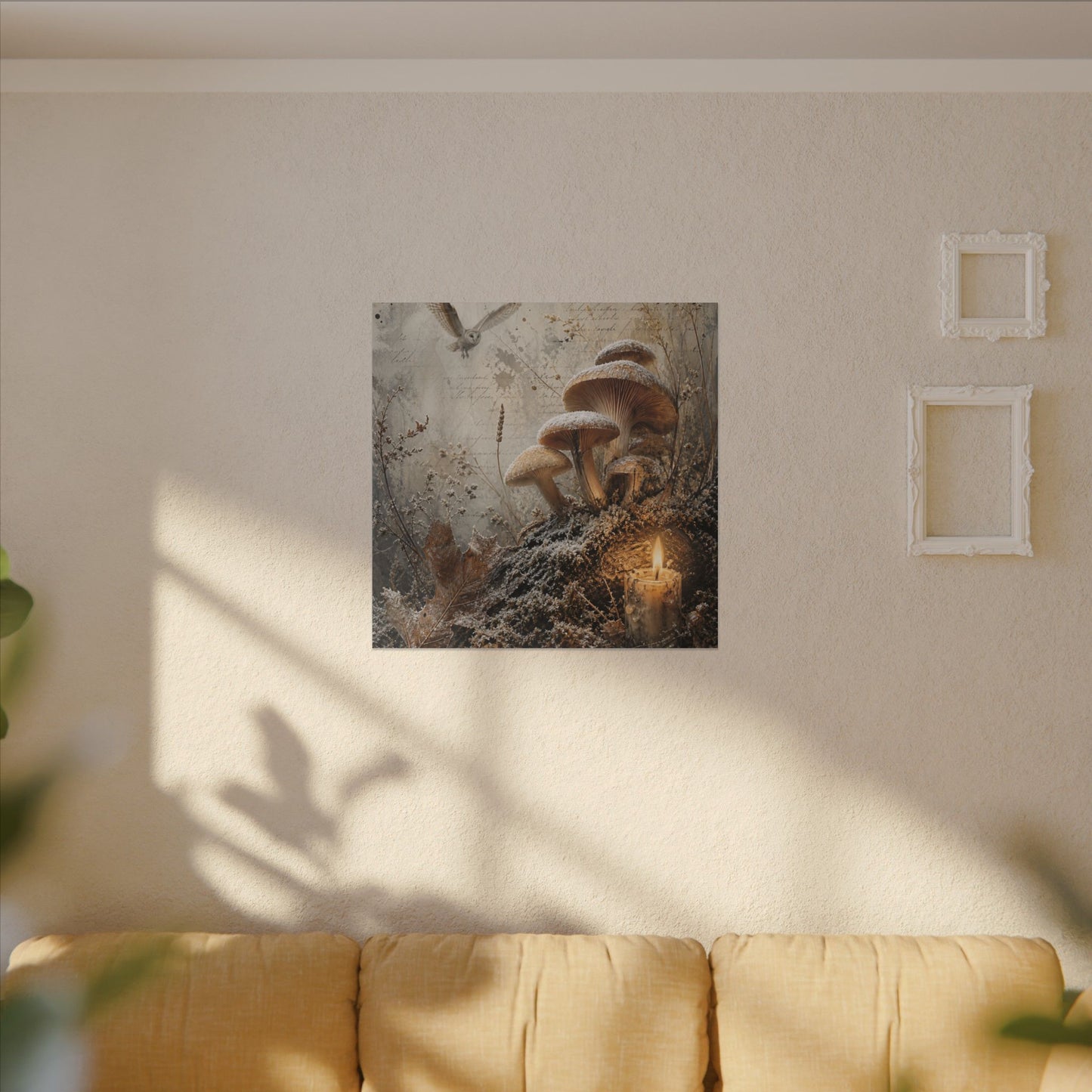 Wild Mushrooms Texture Canvas Art | Elegant Japandi Art
