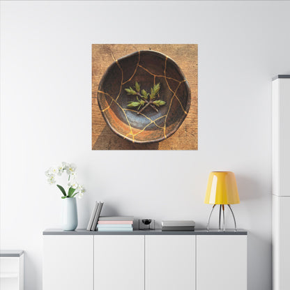 Ceramic Bowl Gold Repair Canvas Art | Resilient Kintsugi Art