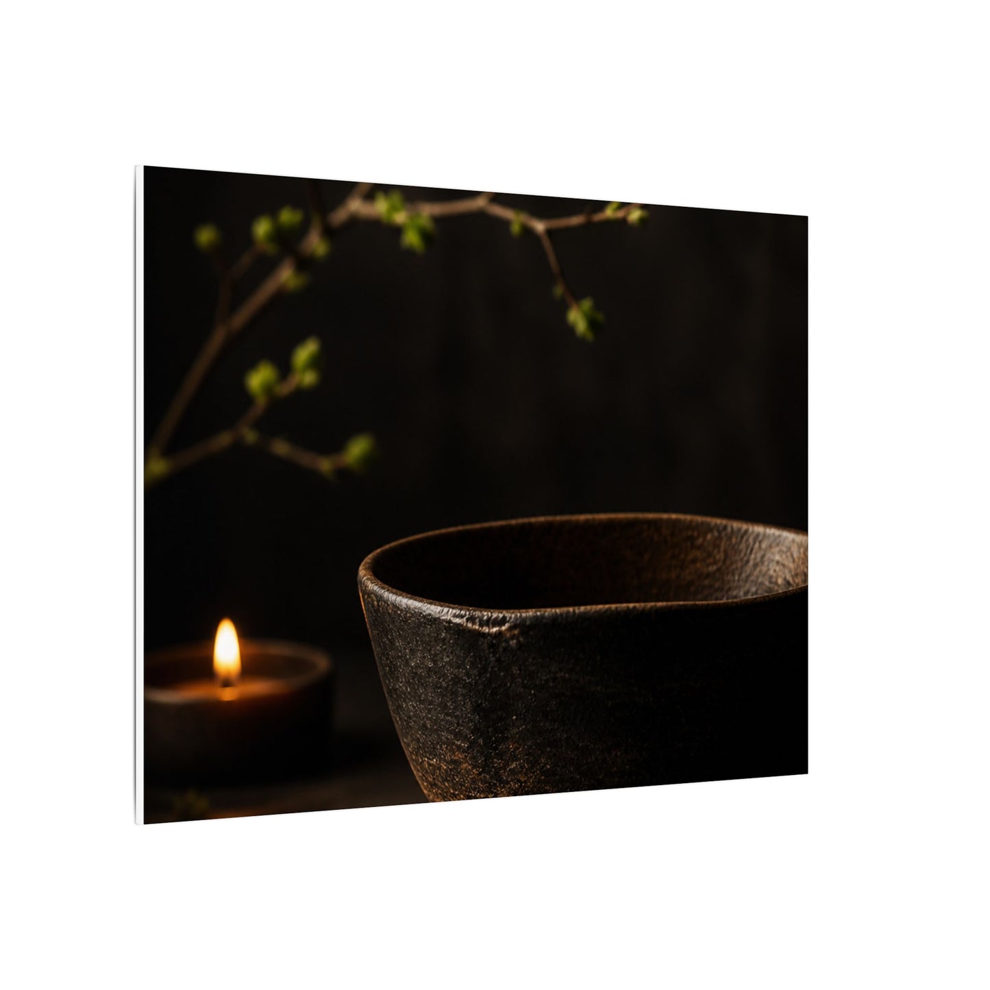 Moody Ceramic Bowl Canvas Art - Shadow Zen Dark Japandi