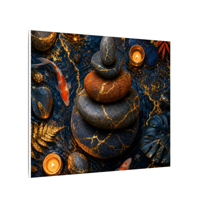 Summer River Stones Gold Vein Canvas Art | Resilient Decor