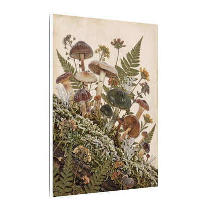 Winter Wild Mushrooms Herbarium Canvas Art | Enchanting Decor