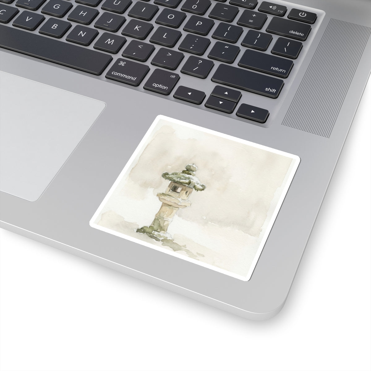 Cozy Stone Lantern Sticker - Watercolor Japandi Art Print