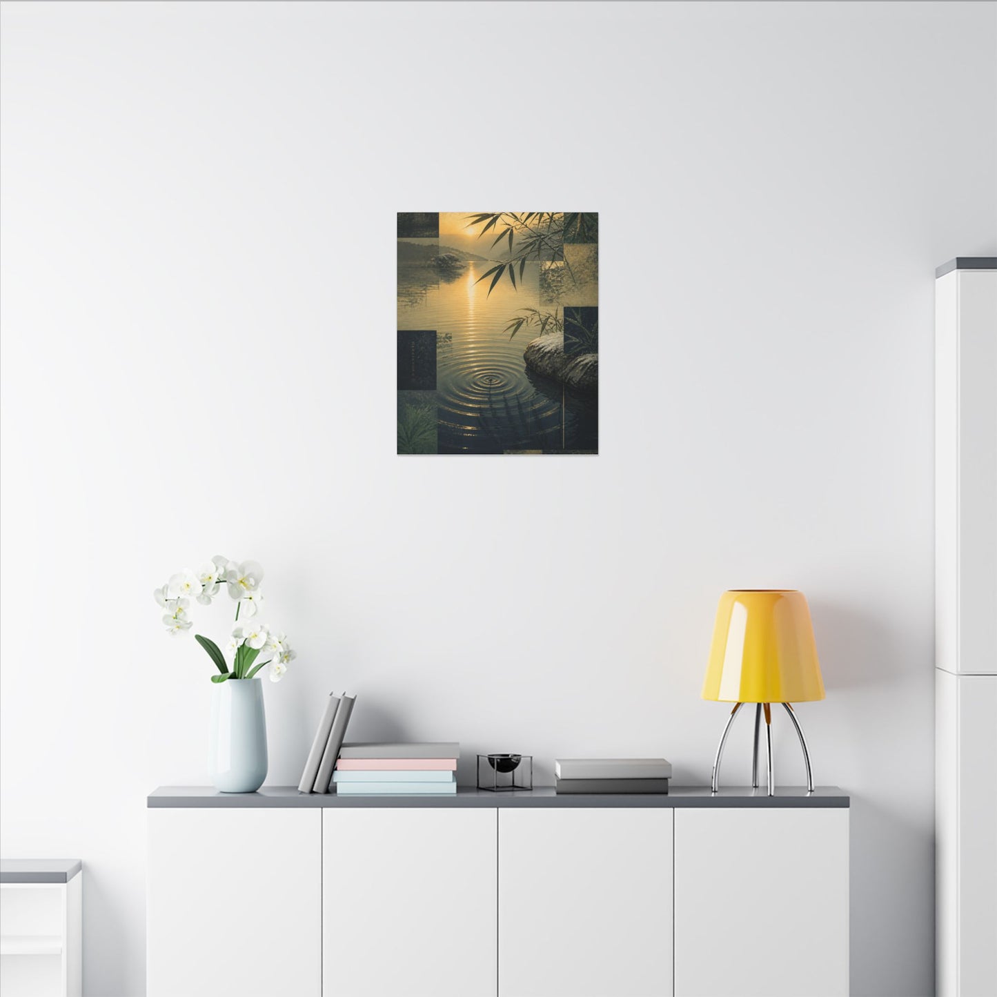 Zen Water Ripple in Golden Hour | Ukiyo E Inspired Canvas Art