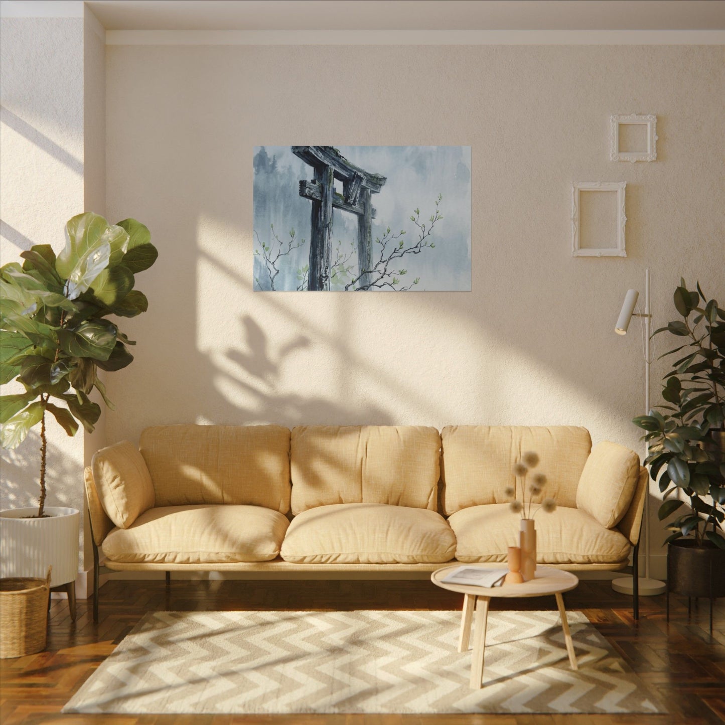 Torii Gate Canvas Art | Spring Zen Sumi E Art