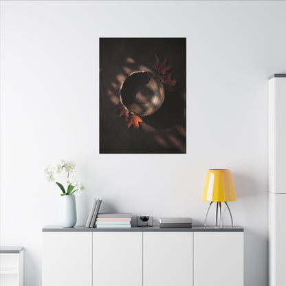 Ceramic Bowl Canvas Art | Autumn Dark Japandi Dark Texture Art