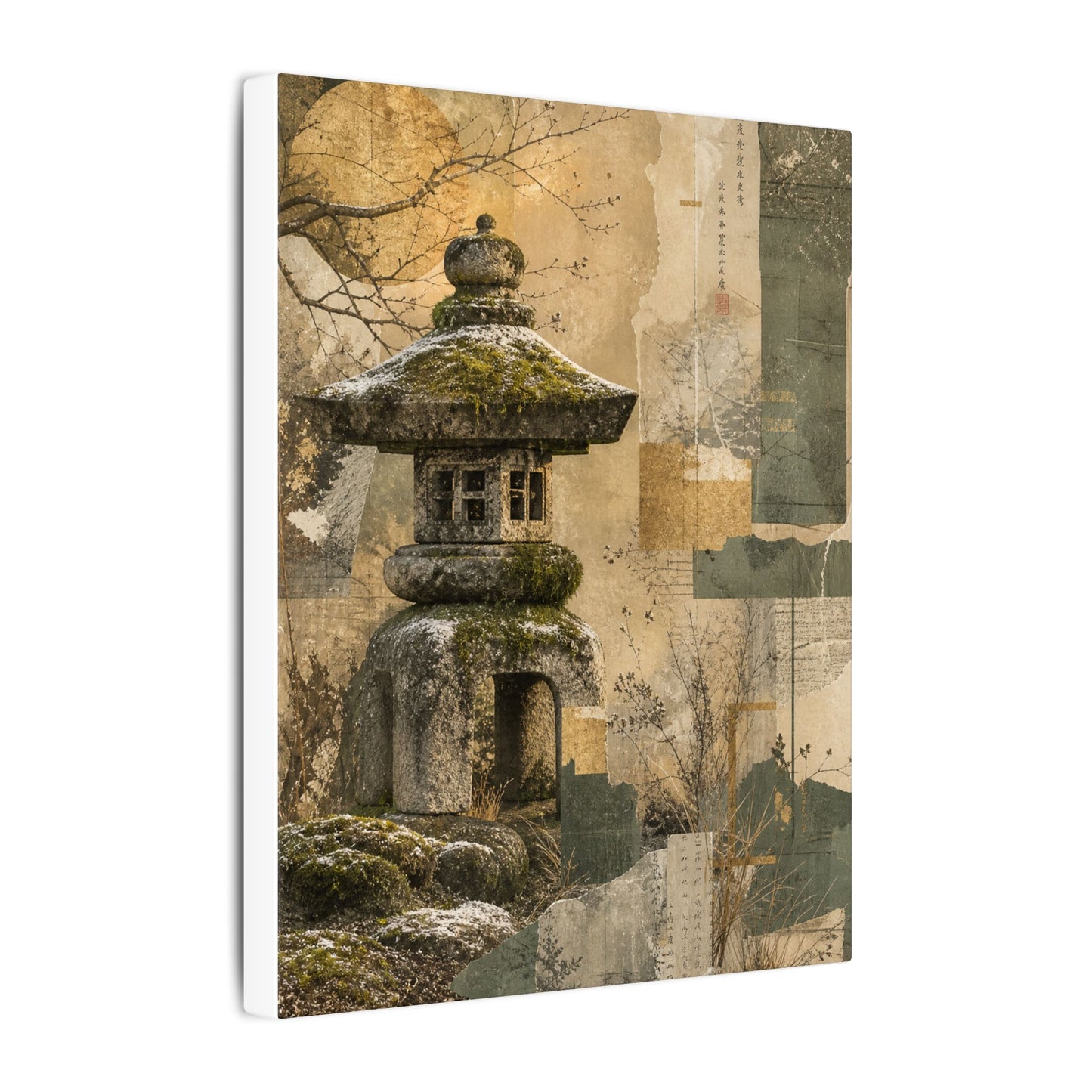 Elegant Stone Lantern Canvas Art - Texture Japandi