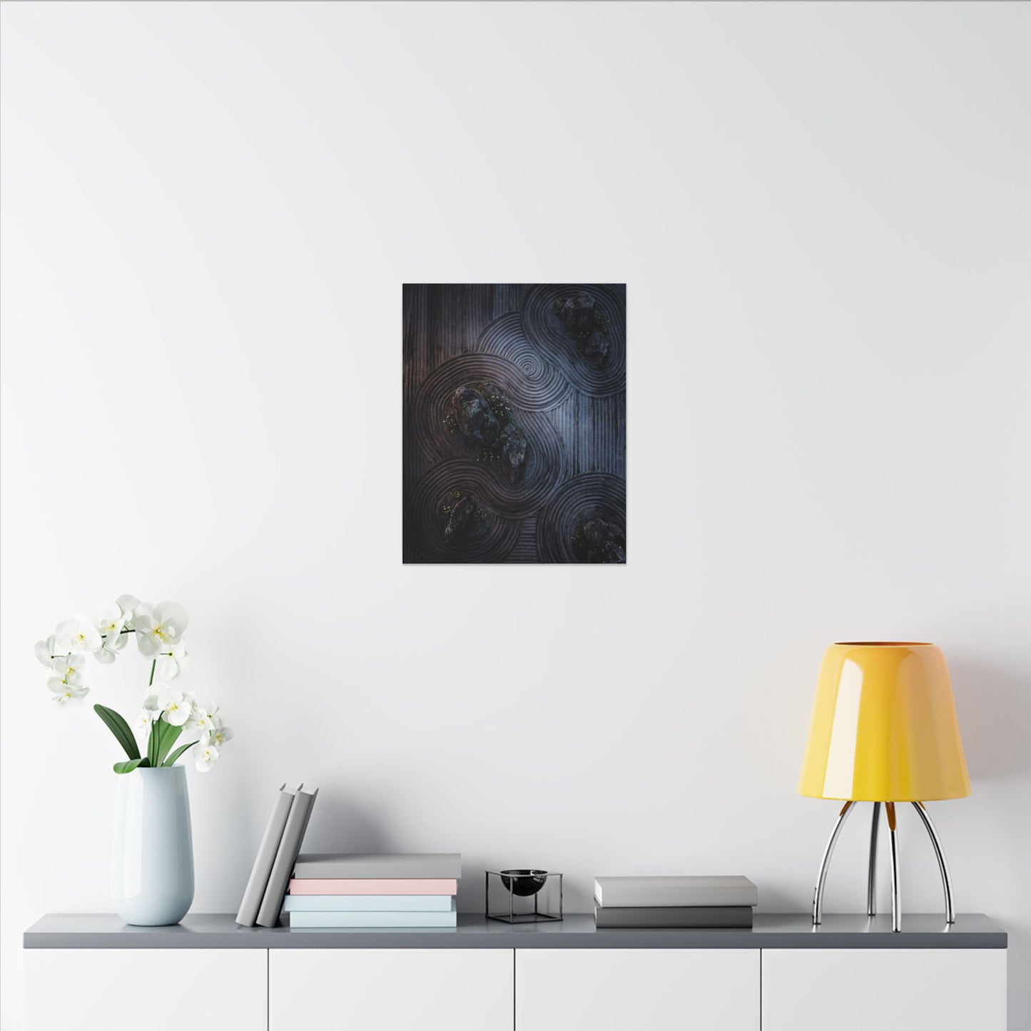 Spring Rock Garden Charcoal Ink Canvas Art | Bold Decor