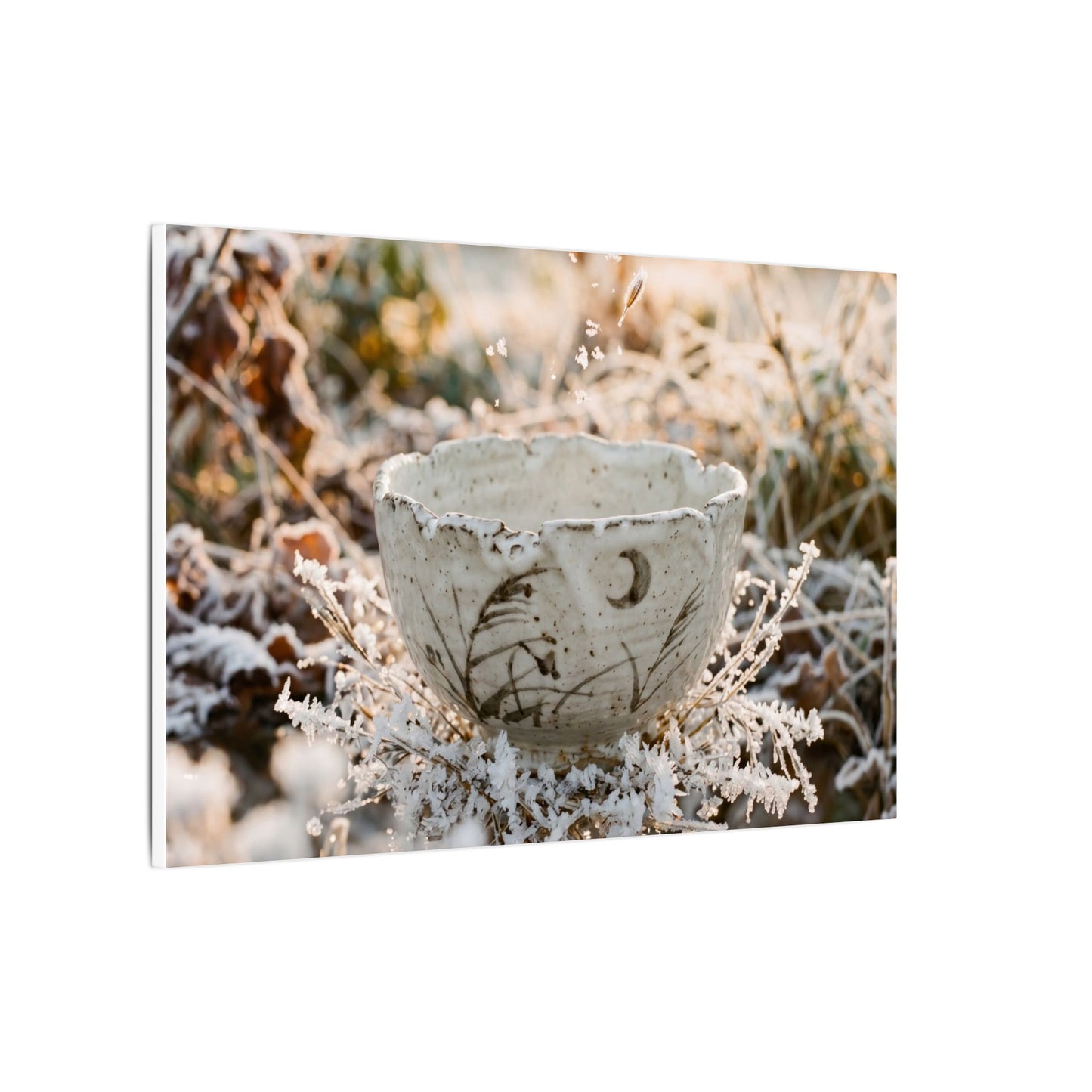 Japandi Ceramic Bowl in Golden Hour | Japanese Pattern Canvas Art