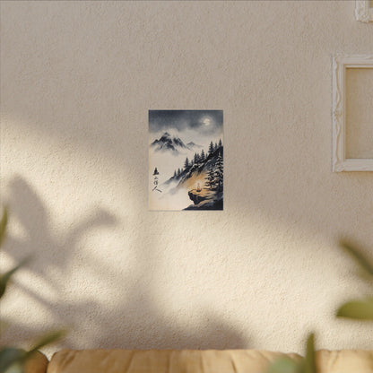 Mountain Mist Canvas Art | Winter Zen Ukiyo E Inspired Art