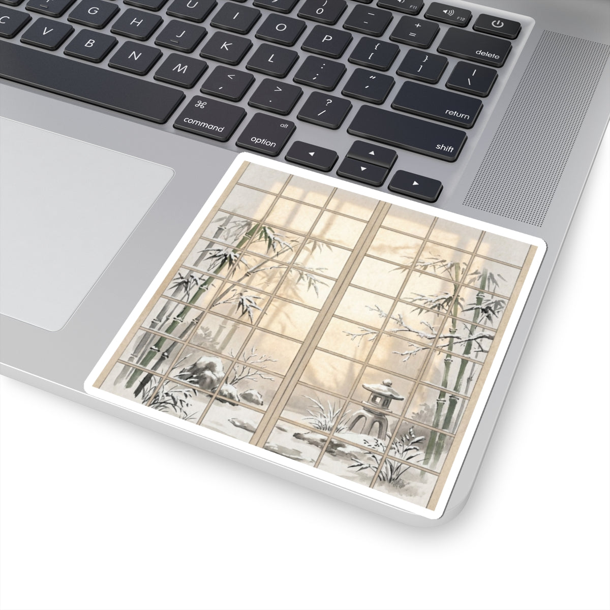 Winter Shoji Screen Sumi E Sticker | Peaceful Decor Art Print
