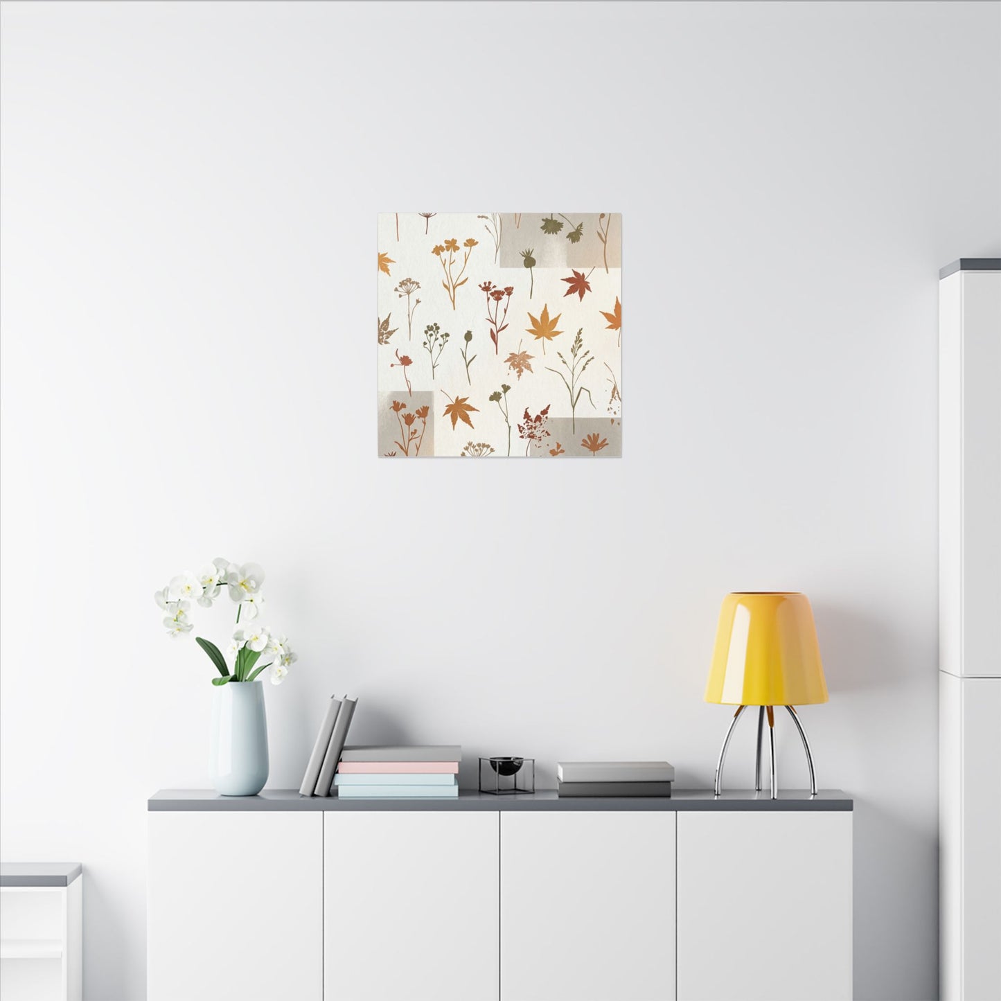 Autumn Dried Flowers Japanese Pattern Canvas Art | Elegant Decor