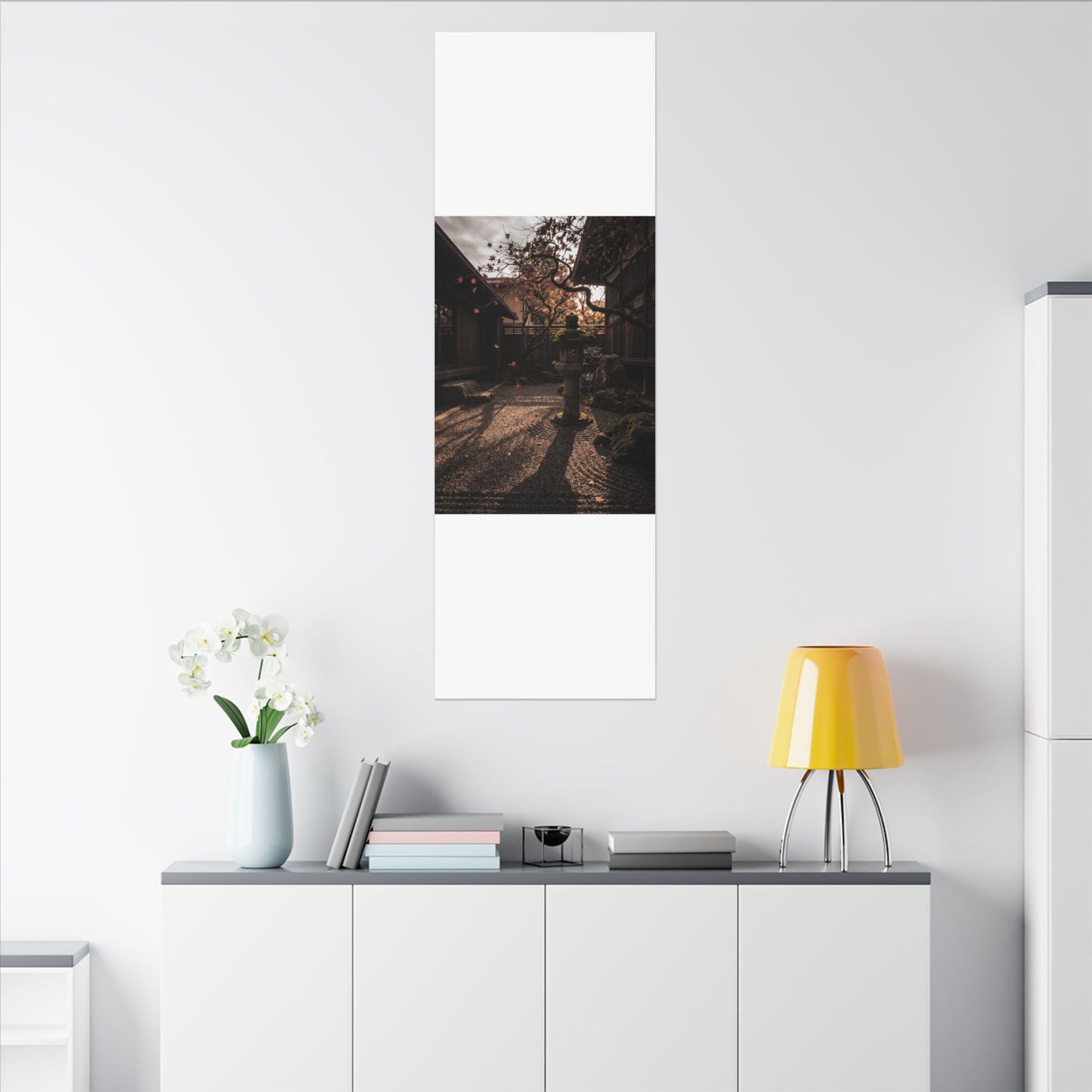 Seijaku Stone Lantern Canvas Art - Dark Japandi Shadow Zen