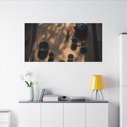 Shibui Tea Ceremony Canvas Art - Dark Japandi Shadow Zen